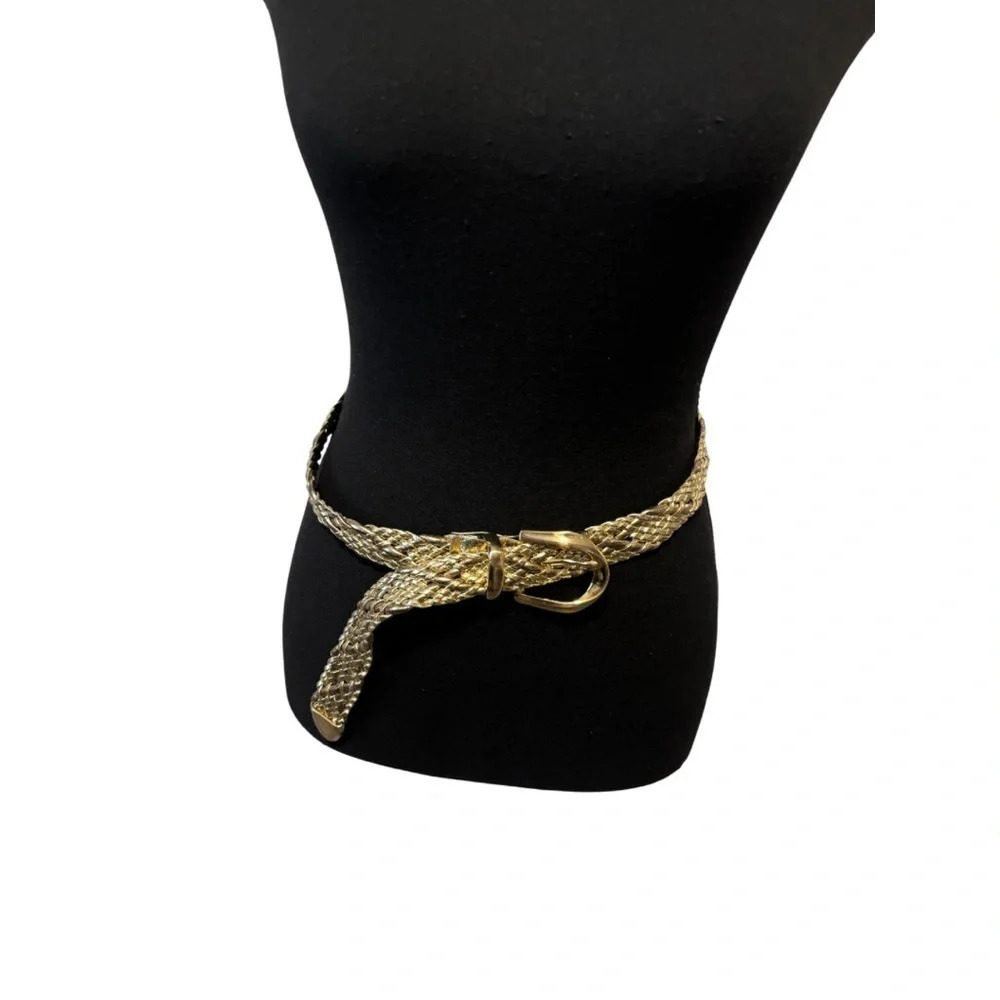 Gold Braided Women's Waist Belt with Decorative Buckle